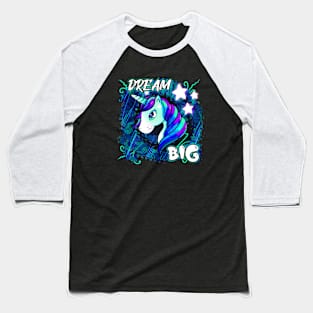 Dream Big - Cute Unicorn Abstract Stars Baseball T-Shirt